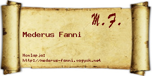 Mederus Fanni névjegykártya